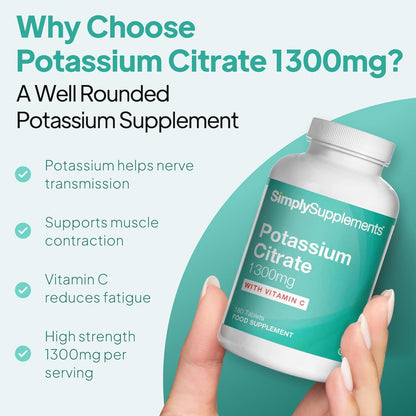 Potassium Supplements 1300mg with Vitamin C | Potassium Citrate | 180 Vegan Tablets | 3-Month Supply | Manifactured in UK - Image 3